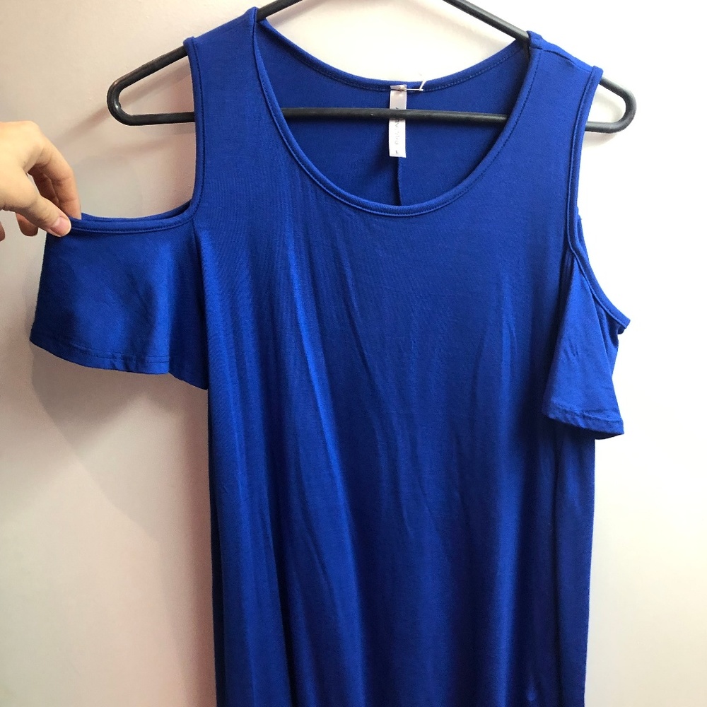 Blue Cold Shoulder top